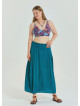Elastic Waist Drape Detailed Petrol Plus Size Skirt 4601